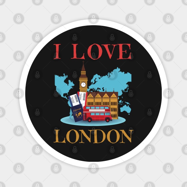I Love London UK Travel more Wanderlust love Explore the city travel London souvenir Magnet by BoogieCreates